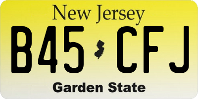 NJ license plate B45CFJ