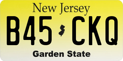 NJ license plate B45CKQ
