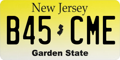 NJ license plate B45CME