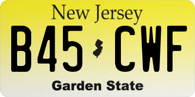 NJ license plate B45CWF