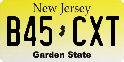 NJ license plate B45CXT