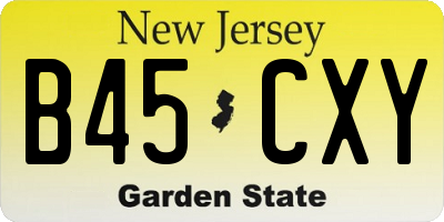 NJ license plate B45CXY