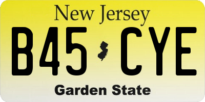 NJ license plate B45CYE