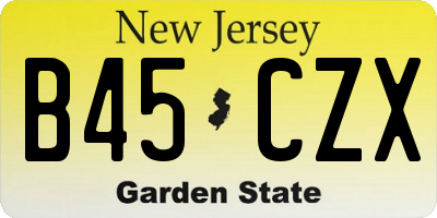 NJ license plate B45CZX