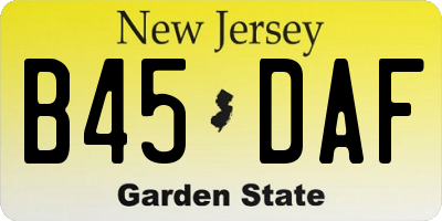 NJ license plate B45DAF