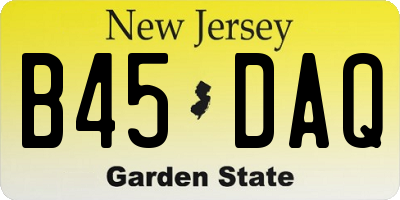 NJ license plate B45DAQ
