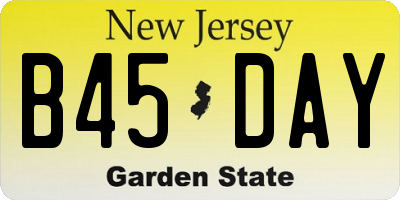 NJ license plate B45DAY