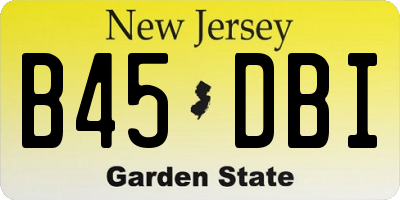 NJ license plate B45DBI