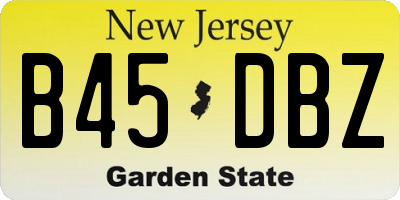NJ license plate B45DBZ