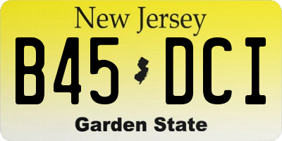 NJ license plate B45DCI