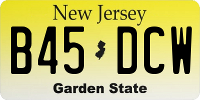 NJ license plate B45DCW