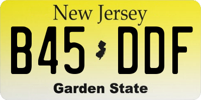 NJ license plate B45DDF