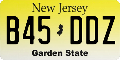 NJ license plate B45DDZ