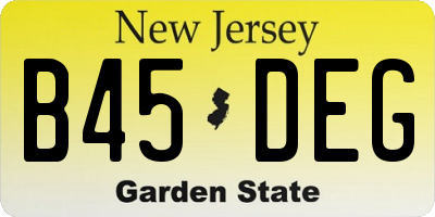 NJ license plate B45DEG