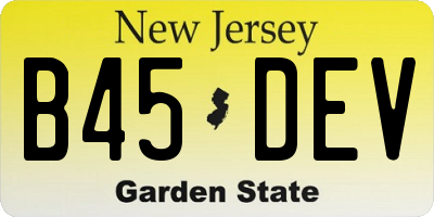 NJ license plate B45DEV