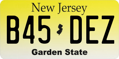 NJ license plate B45DEZ
