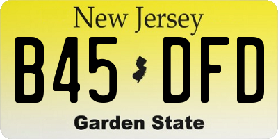 NJ license plate B45DFD