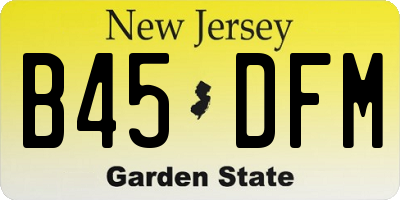 NJ license plate B45DFM