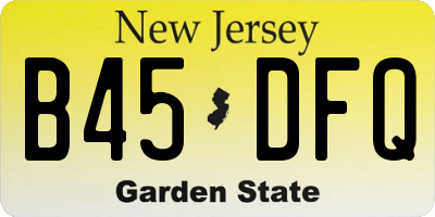 NJ license plate B45DFQ
