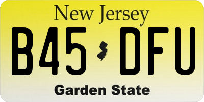 NJ license plate B45DFU