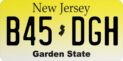NJ license plate B45DGH