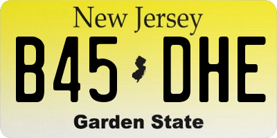 NJ license plate B45DHE