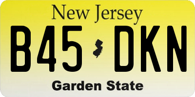 NJ license plate B45DKN