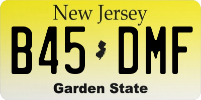 NJ license plate B45DMF