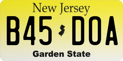 NJ license plate B45DOA