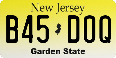 NJ license plate B45DOQ