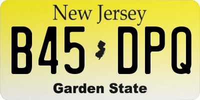 NJ license plate B45DPQ