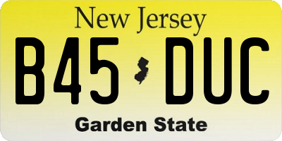 NJ license plate B45DUC
