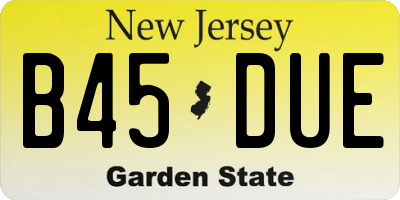 NJ license plate B45DUE