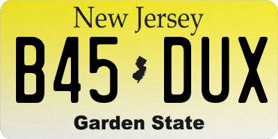 NJ license plate B45DUX