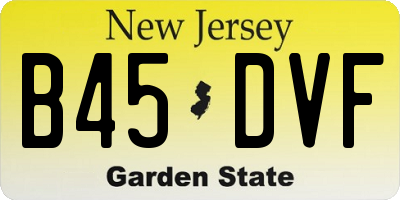 NJ license plate B45DVF