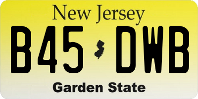 NJ license plate B45DWB