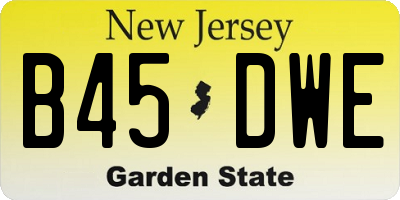 NJ license plate B45DWE