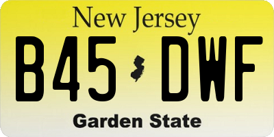 NJ license plate B45DWF