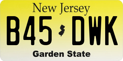 NJ license plate B45DWK