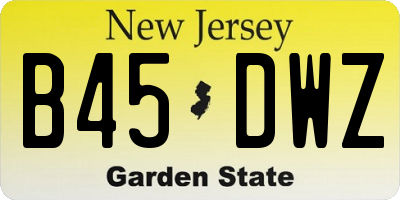 NJ license plate B45DWZ