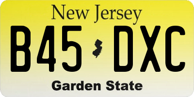 NJ license plate B45DXC