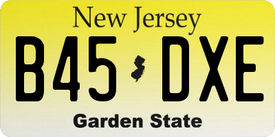 NJ license plate B45DXE