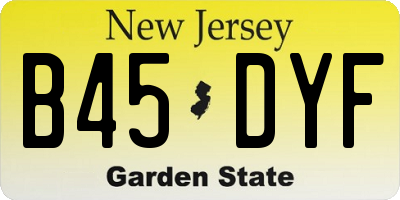 NJ license plate B45DYF