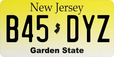 NJ license plate B45DYZ