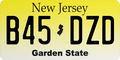 NJ license plate B45DZD