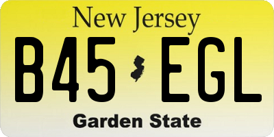 NJ license plate B45EGL