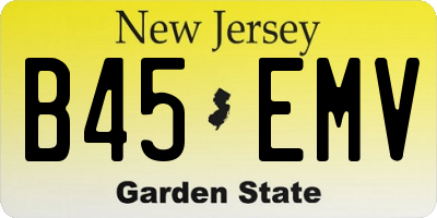 NJ license plate B45EMV