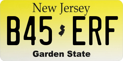 NJ license plate B45ERF