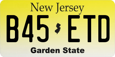 NJ license plate B45ETD