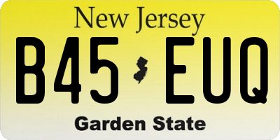 NJ license plate B45EUQ